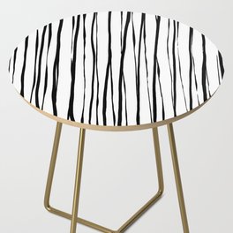 Vertical Brush Strokes - Black and White Side Table