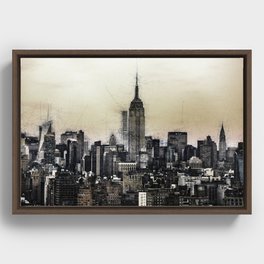 New York City Skyline - Sketch Art Framed Canvas
