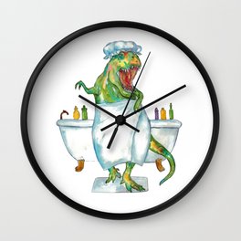 T-rex taking bath dinosaur painting Wall Clock