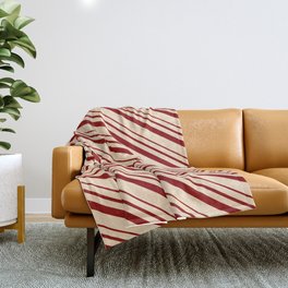 [ Thumbnail: Bisque & Dark Red Colored Lines/Stripes Pattern Throw Blanket ]