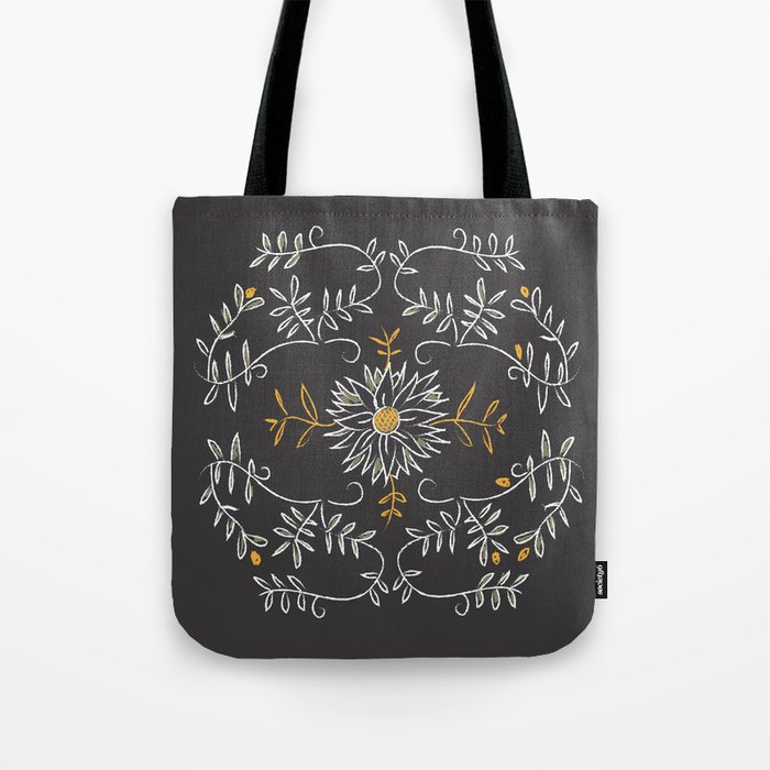 Slate Grey Floral Country Classical Oxford Brazil Pattern Tote Bag