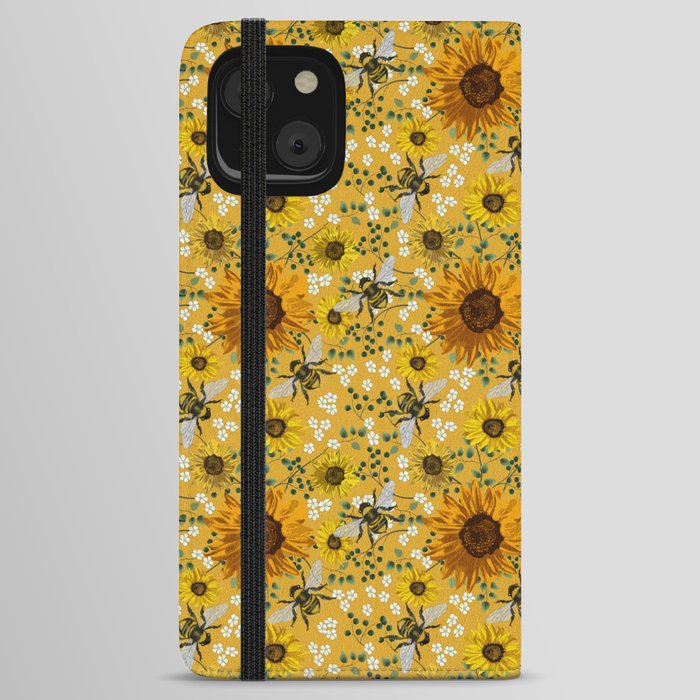 Bees in Sunflowers iPhone Wallet Case
