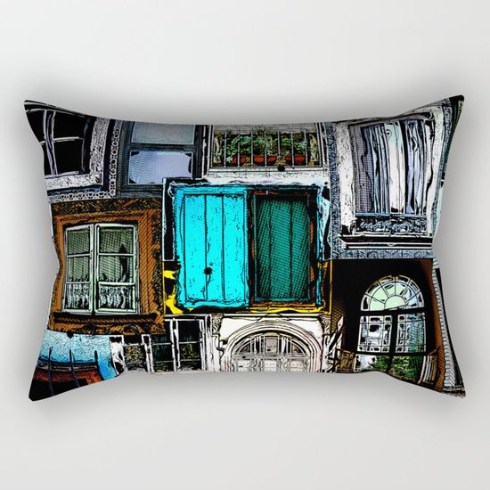 Textural Windows Collage Rectangular Pillow