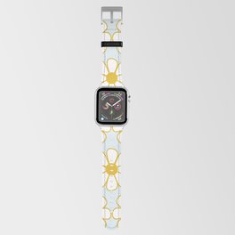 Cheerful Retro Daisy Pattern in Mustard and Pale Ice Blue Apple Watch Band
