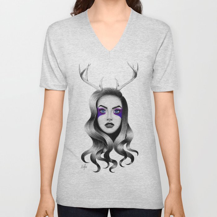 Deer Lilac V Neck T Shirt