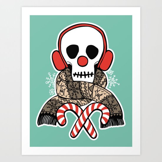 Stay Warm Holiday Skull Art Print