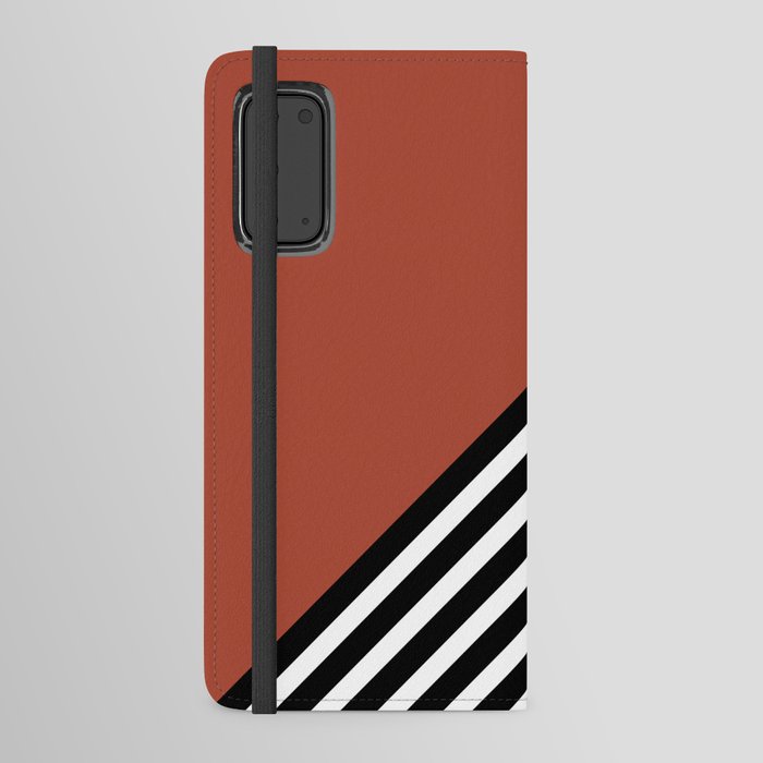 Color Block & Stripes Geometric Print, Sienna, Black and White Android Wallet Case