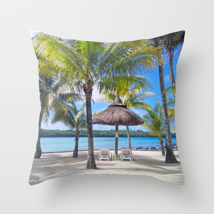 Tropical Beach Paradise Throw Pillow