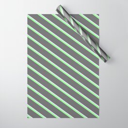[ Thumbnail: Green, Dim Gray, and Lavender Colored Pattern of Stripes Wrapping Paper ]