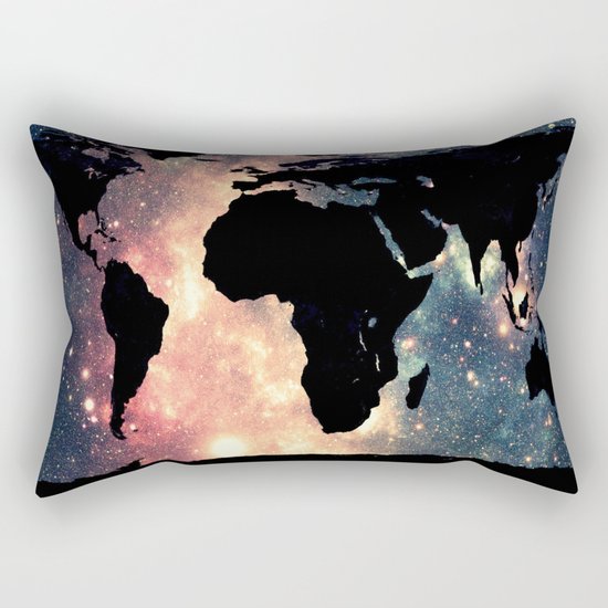 World Map Mauve & Teal Space Rectangular Pillow
