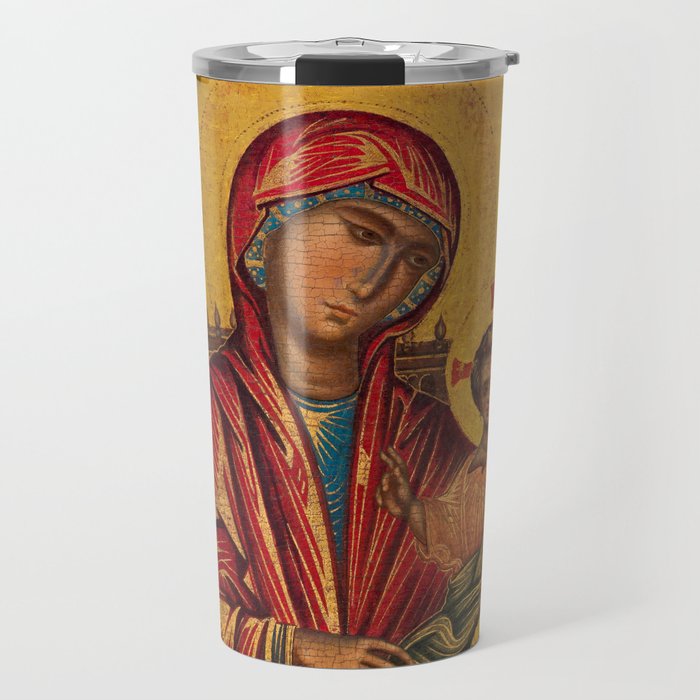 Madonna and Child on a Curved Throne, 1260-1280 by Byzantine Icon Travel Mug