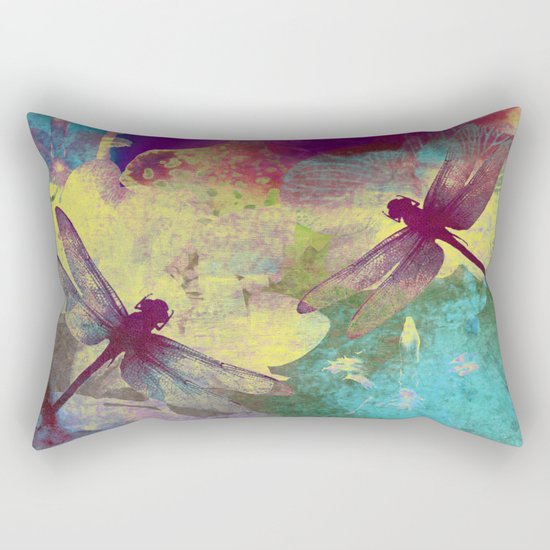 Painting Orchids and Dragonflies Rectangular Pillow