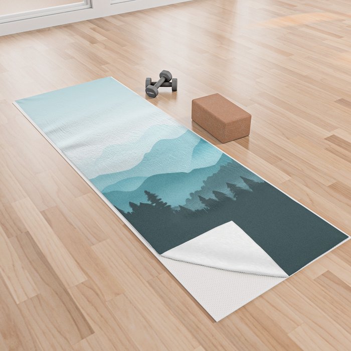 Teal Mountains Yoga Towel