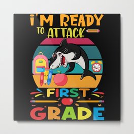Back to School for Kids Cute First Grade For Boys Girls Metal Print