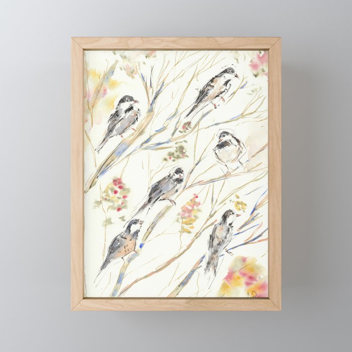 Chickadee Party Framed Mini Art Print