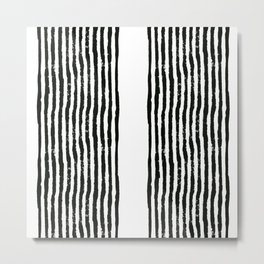 Zen Stripe Block Print Metal Print | Painting, Black And White, Minimal, Contemporary, Graphic Design, Tribal, Vintage, Mid Century, Zen, Geometric 
