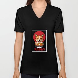 Dog Mom Love-r Funny Welsh Corgi Ramen Dog V Neck T Shirt