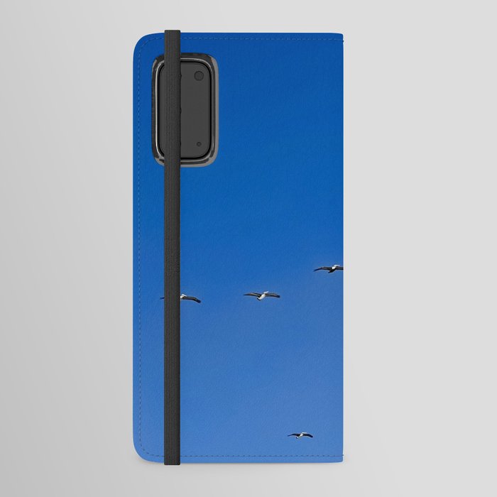 pelican migration, bright blue skies Android Wallet Case