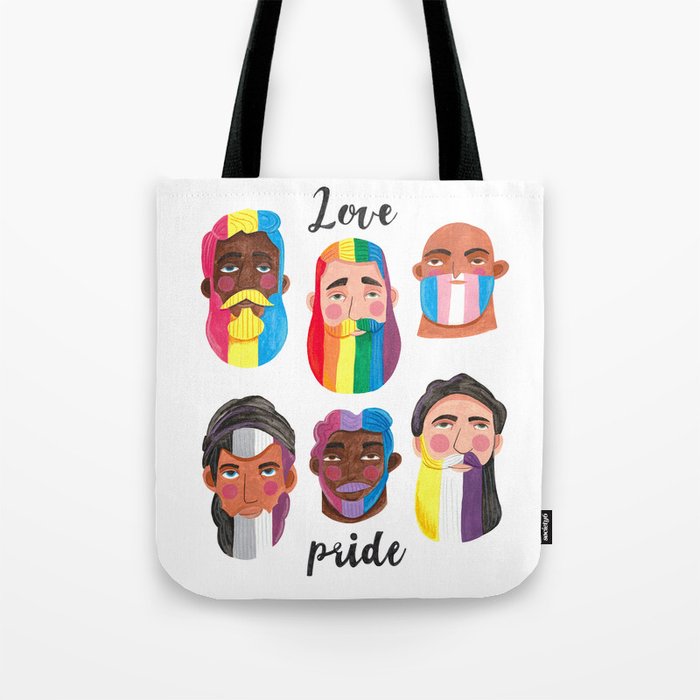Gay pride rainbow gender flags beard men Tote Bag