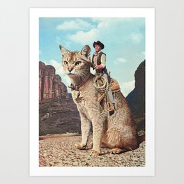 Cat Lone Ranger Art Print