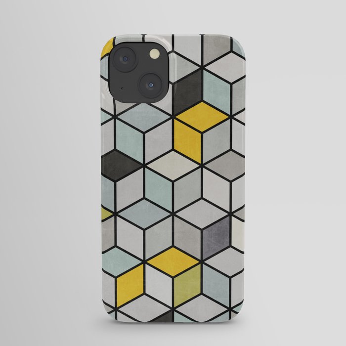 Colorful Concrete Cubes - Yellow, Blue, Grey iPhone Case