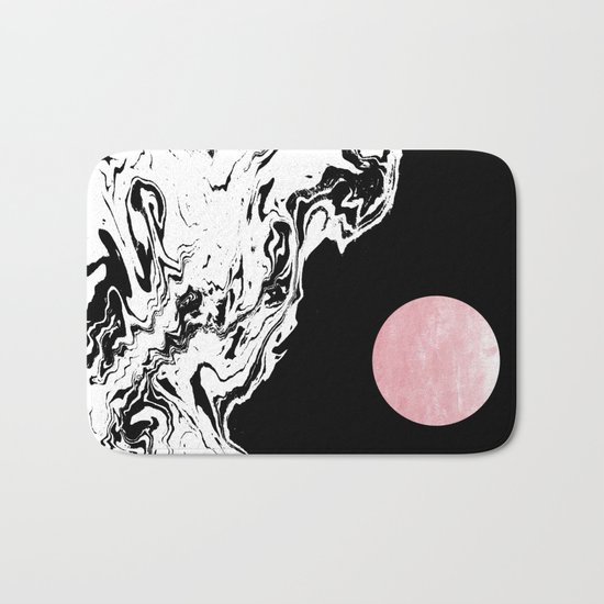 Downing - ocean sunset eclipse stars planets galaxy space abstract art swirl waves surf pink black Bath Mat