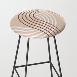 Geometric Lines Rainbow Abstract 3 in Beige and Terracotta Bar Stool