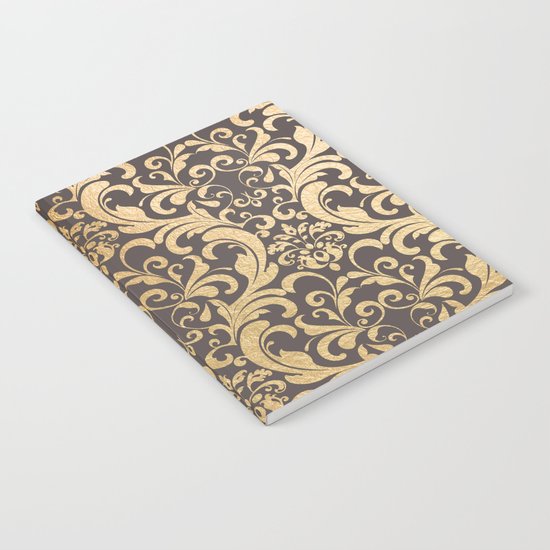Gold swirls damask #1 Notebook