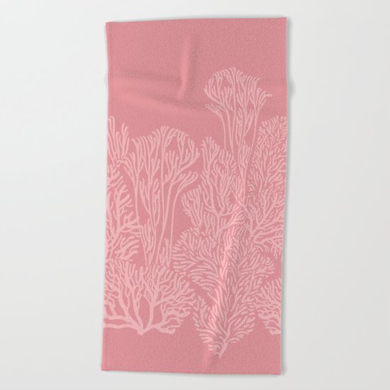 Dusty Pink Coral Garden Beach Towel