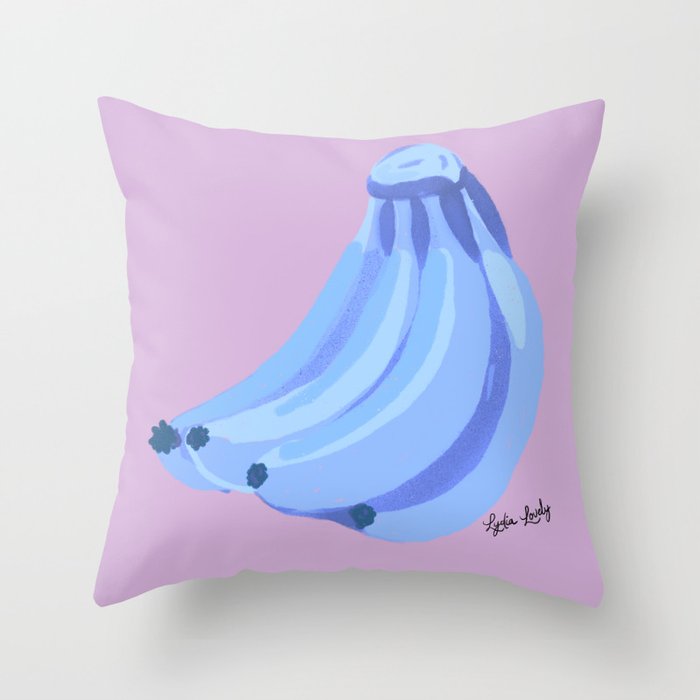 Banana blue- Lilac background Throw Pillow