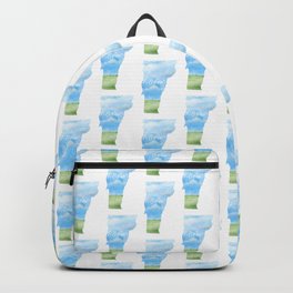 Vermont Home State Backpack | Grass, Pride, Green, Farm, Vermont, Blue, Typography, Landscape, Clouds, Painting 