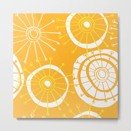 Mid-Century Modern Atomic Starburst Yellow And White Pattern Metal Print