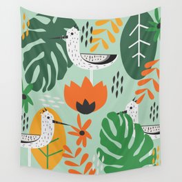 Birds and tropical botany Wall Tapestry