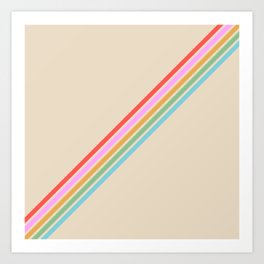 Basajaun - Colorful Thin Lines on Beige Art Print