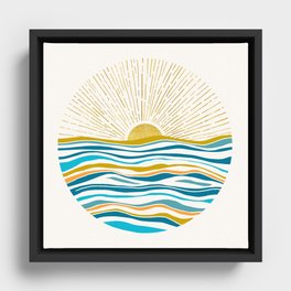 Sunrise At Sea Abstract Landscape Framed Canvas