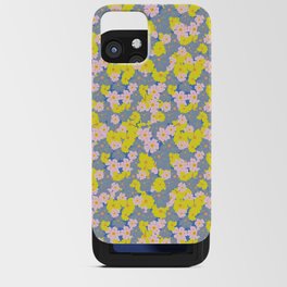 Pastel Spring Flowers Mini Blue iPhone Card Case