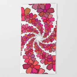 PINK Flower Kaleidoscope Beach Towel