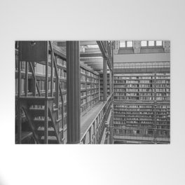 Black and white art library art print,  Rijksmuseum in Amsterdam - history architecture photography Welcome Mat