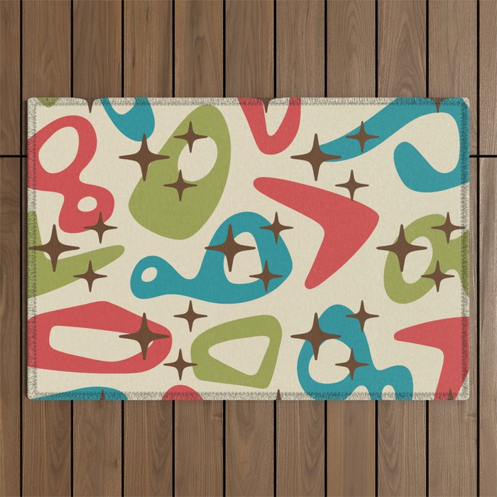 Retro Mid Century Modern Abstract Composition 679 Outdoor Rug