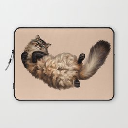 Cute Siberian cat lies tummy up Laptop Sleeve