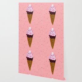 Vanilla and strawberry sauce ice cream Wallpaper