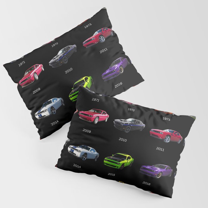 History of Challenger 1970 - 1974 to 2008 - 2022 model years American Muscle cars Mopar Hemi color photograph / photograph art print poster Pillow Sham