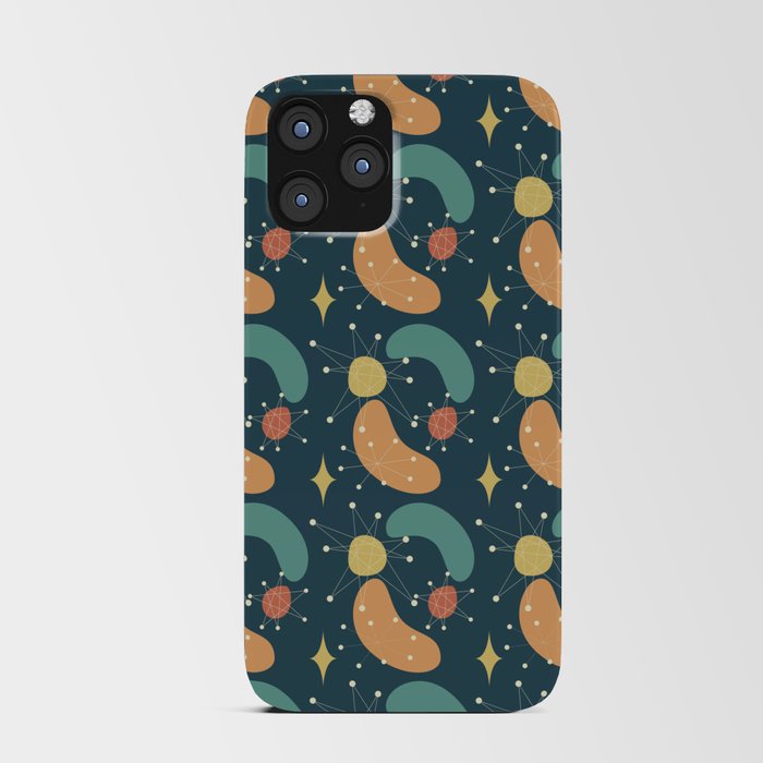 Mid Century Modern Abstract Pattern 21 in Teal, Orange and Yellow iPhone Card Case