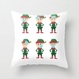 Christmas Elf - Cool Elf Wearing Mask Throw Pillow