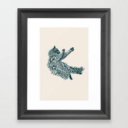 Fluffy Black Cat Sprawled Framed Art Print