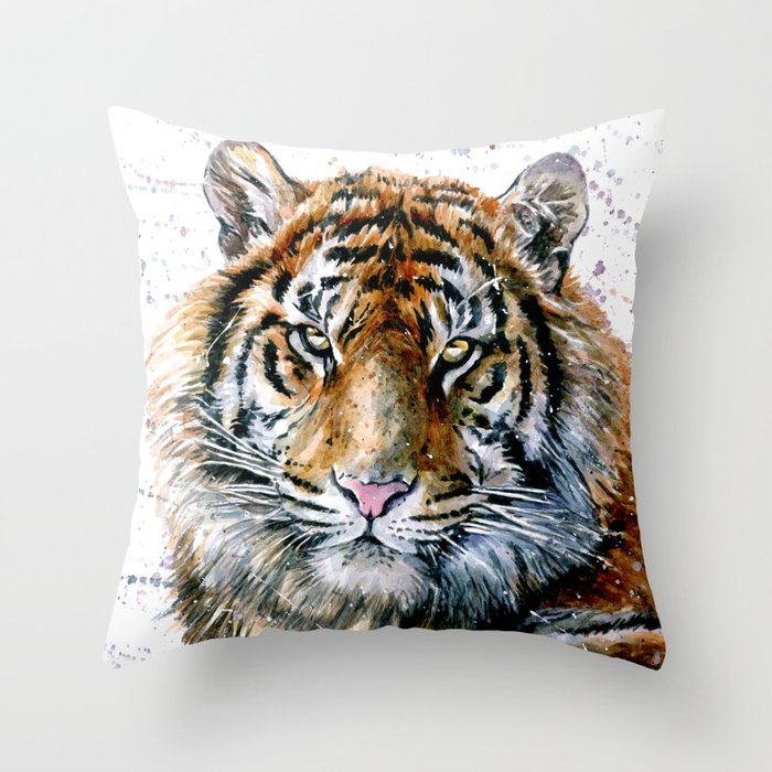 Tiger watercolor Throw Pillow
