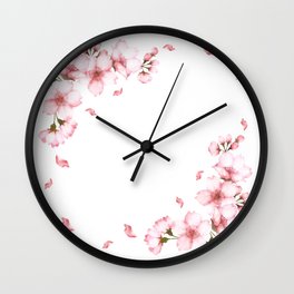 Watercolor pink cherry blossoms Wall Clock