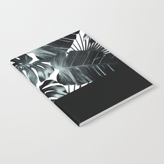 Palm Leaves and Black Notebook