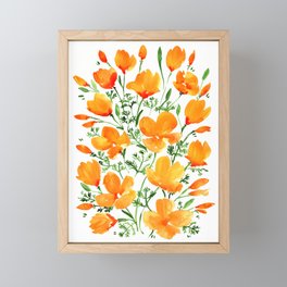 Watercolor California poppies Framed Mini Art Print