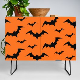 Halloween Bats Orange & Black Credenza